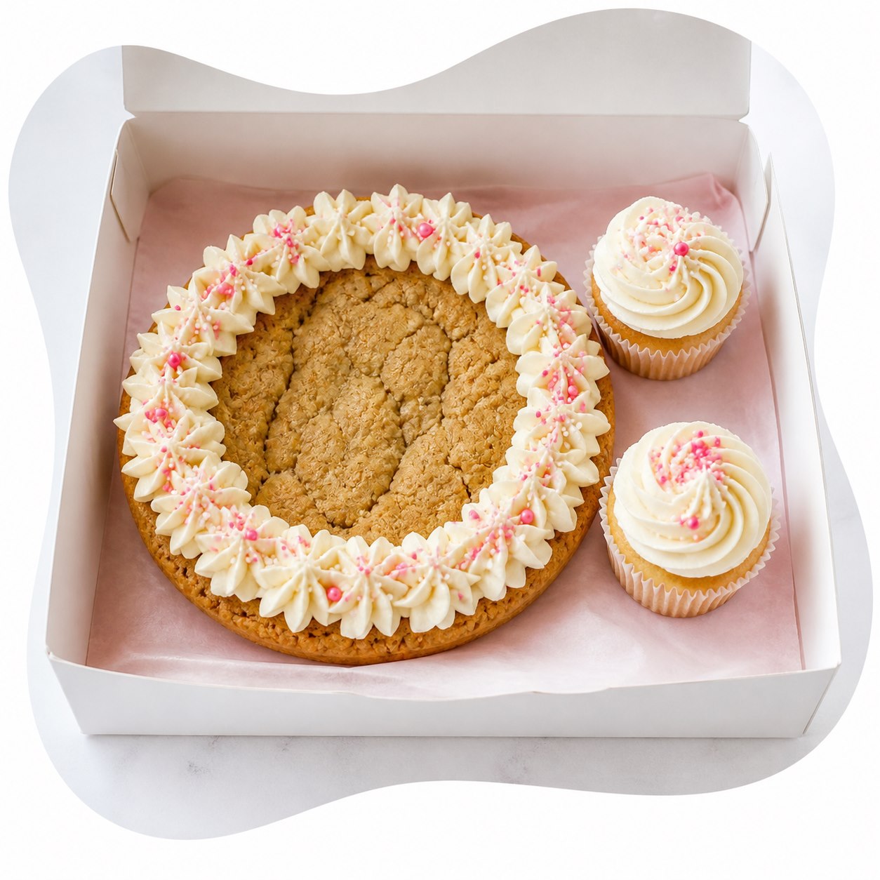 Custom cookie cake and cupcakes
